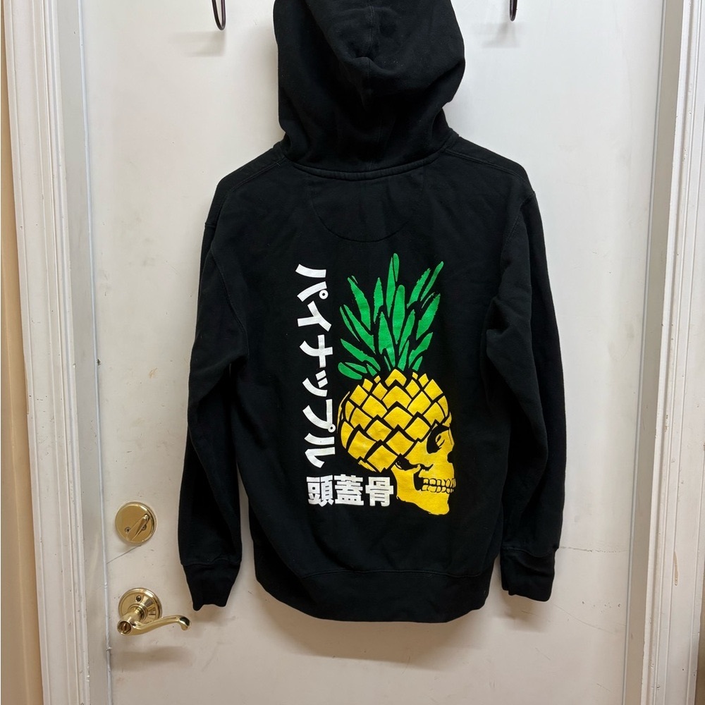 SCW Black Hoodie with Pineapple Skull Graphic
